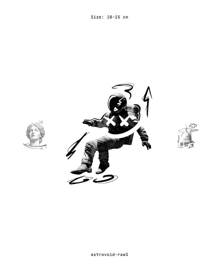 Astrovoid, an astronaut adrift with an X on the chest