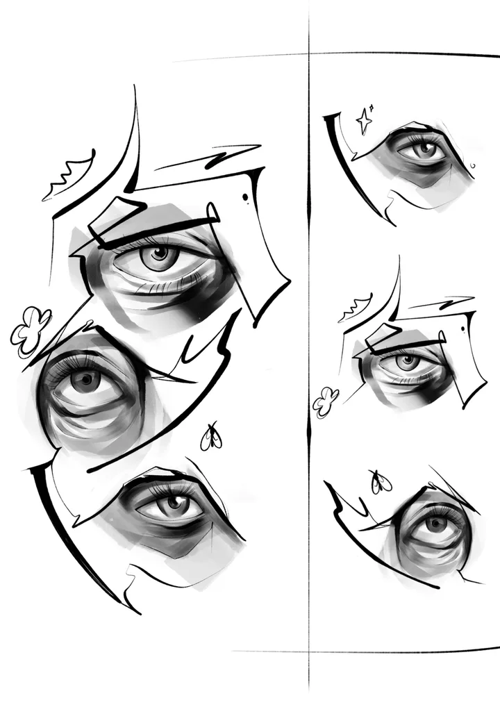 Eyes, a sheet of seven studies