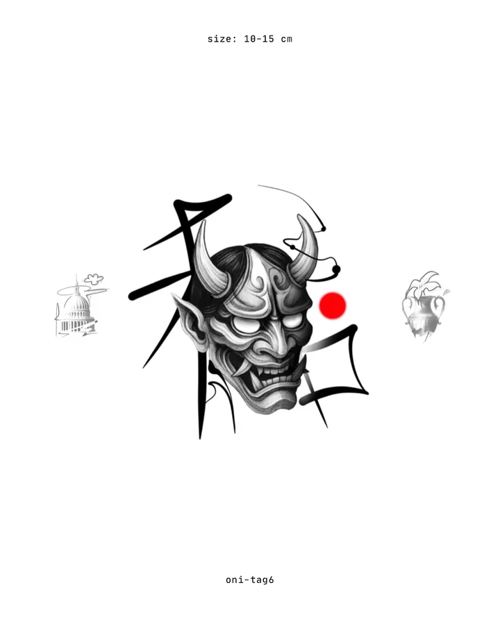 Oni, a horned mask with one red dot